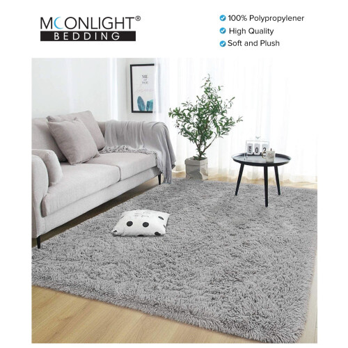 (120cm x 170cm (4ft x 5ft 8")) MOONLIGHT NON SLIP GREY SHAGGY RUG EXTRA LARGE