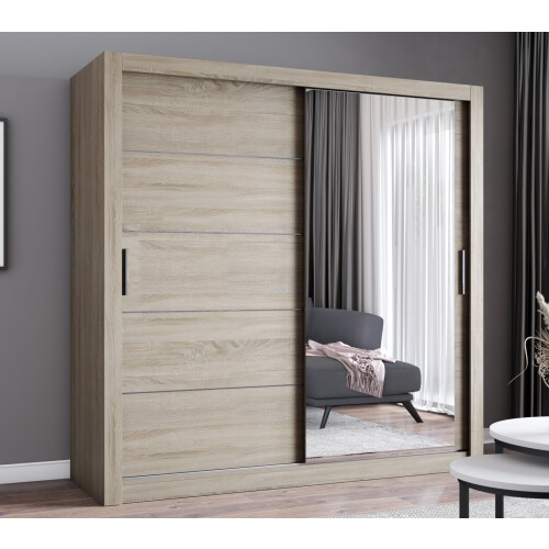 (150cm, Oak) FHI-IBIZA Modern Sliding Door Wardrobe