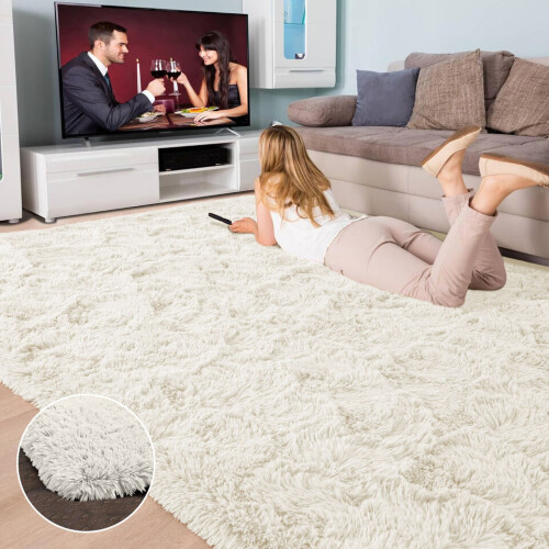 (200cm x 290cm (6ft 8" x 9ft 7")., Cream) Non Slip Rug  Area Rug Living Room Bed Room