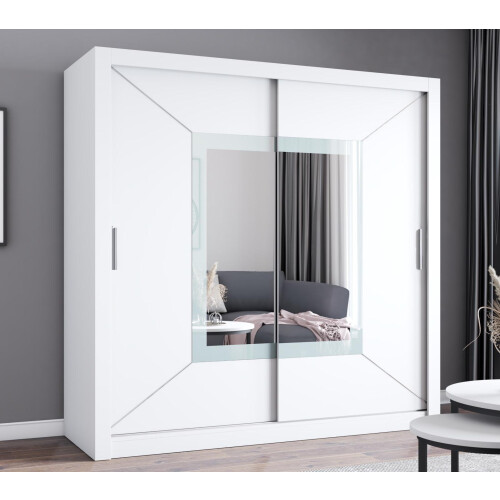 (203CM, WHITE) FH Venicia Modern Sliding Door Wardrobe
