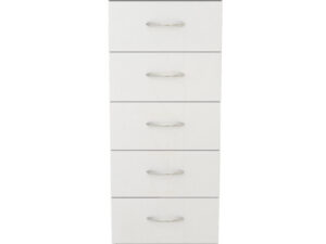 (5 Drawer Tall Narrow-With Metal Handles, White) NRG Chest of Drawers With Metal Handles Bedroom Furniture Storage Cabinets