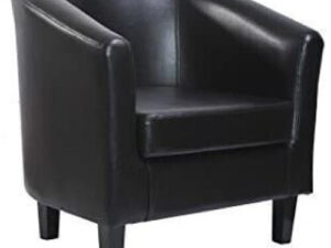 (Black) MCC@Home Faux Leather Tub Chair Armchair club Chair for Dining Living Room & Cafe