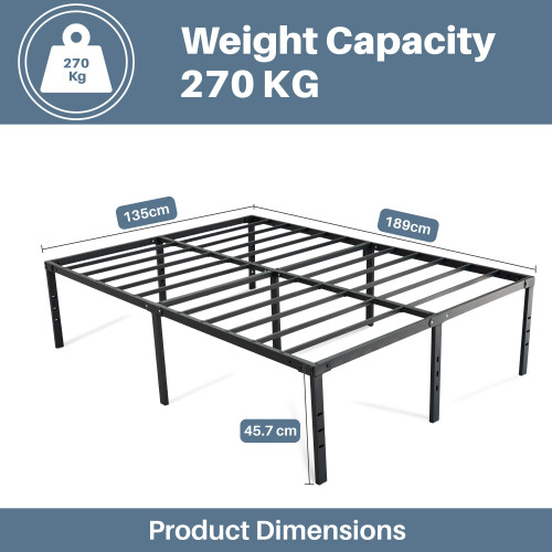 (DOUBLE ( 135 X 190 X 45.7CM )) Twin/Double/Queen/King Metal Beds Frame Modern Stylish Comfy Bedroom Furniture