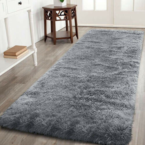 (Grey, 60X220 CM RUNNER RUG) Shaggy Non Slip Rugs Living Room Area Carpet Mat