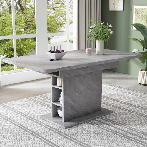 (Grey) Extendable Space-saving Dining Table with Storage