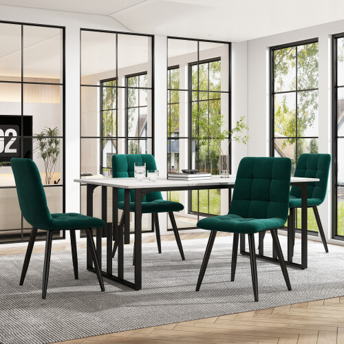 Marble Effect Dining Table with Unique Metal Frame